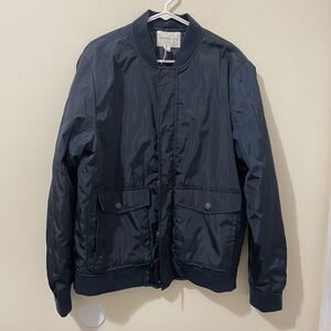 Aeropostale Mens Bomber Jacket Navy Blue Full Zip Up Varsity Casual Sz Large NWT